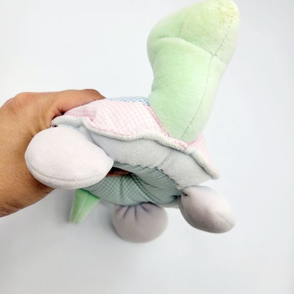 Vintage Baby Gund Pastel Gingham Plaid Turtle Stuffed Animal Plush Squeaks 8" - Picture 5 of 9